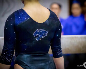 Kentucky gymnast before mounting the beam