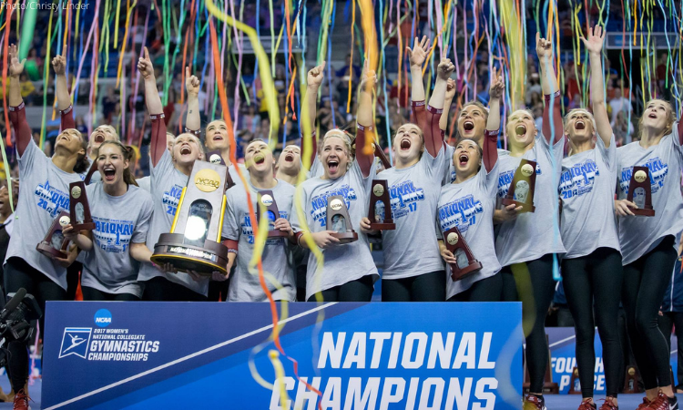 Oklahoma celebrating it’s 2017 NCAA championship title