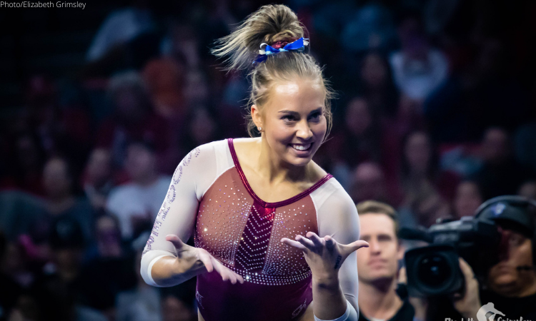 oklahoma's olivia trautman on floor