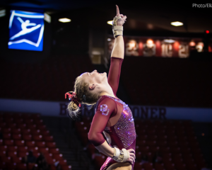 Oklahoma's Bell Johnson on floor at the Normal Regional second round