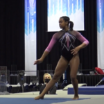 Morgan Price competes on floor at the 2021 Nastia Liukin Cup.