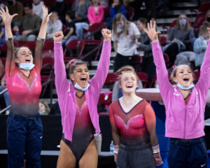 New Hampshire gymnasts cheering