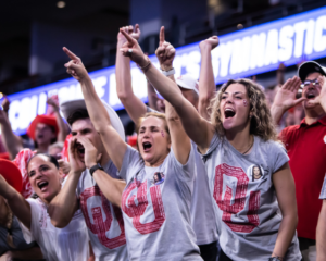 Oklahoma fans cheer from the stands at the national championships