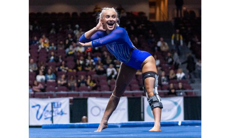 Rebekah Ripley does choreography during her floor routine