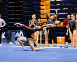 Sophia McClelland competes on floor for Nebraska.