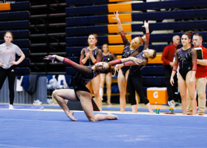 Sophia McClelland competes on floor for Nebraska.