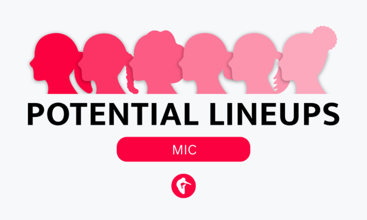 A pink graphic reading Potential Lineups: MIC