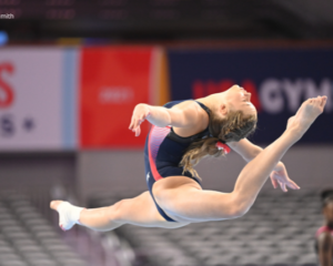 Charlotte Booth performs a ring leap