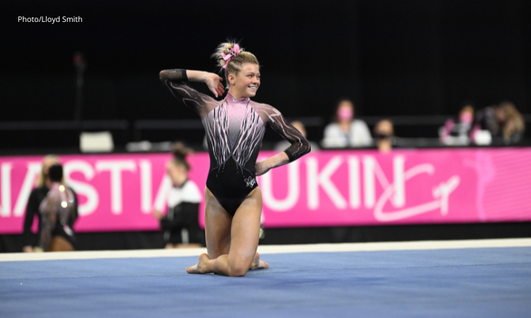 Avery Neff competes on floor at the Nastia Liukin Cup