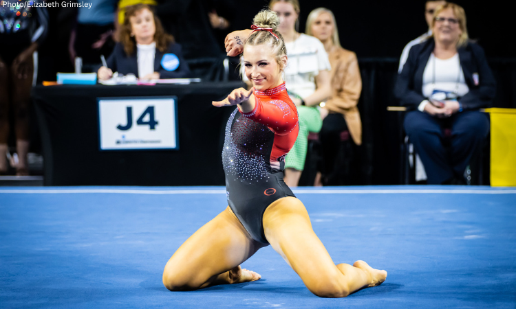 Ella Hodges competes on floor for Ohio State.