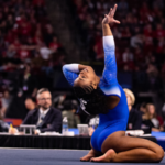 Selena Harris competes on floor for UCLA.