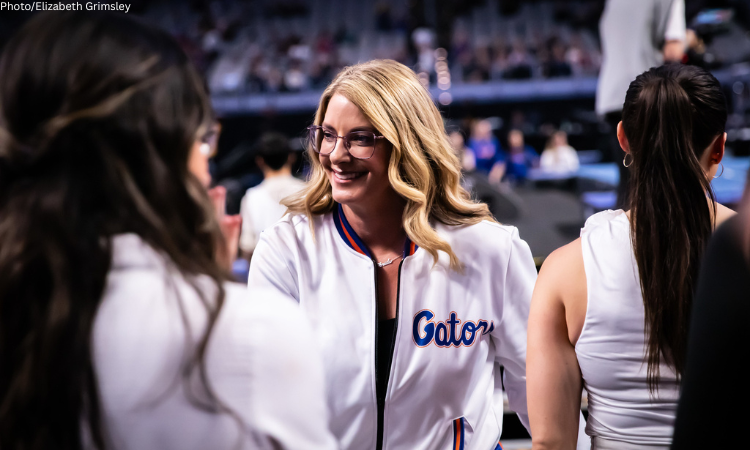Florida's Jenny Rowland smiles during the 2024 NCAA Women's Gymnastics Team Final