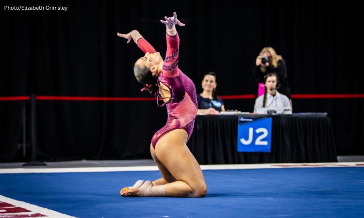Luciana Alvarado-Reid posing on floor exercise