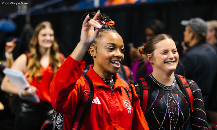 N.C. State gymnast Ashley Knight arrives at the 2024 ACC Championships