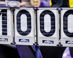A closeup of a score display showing a 10