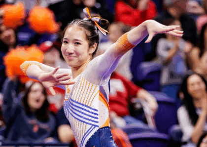 Illinois gymnast Chloe Cho performs on the floor exercise at the 2025 NCAA regional competition in Seattle