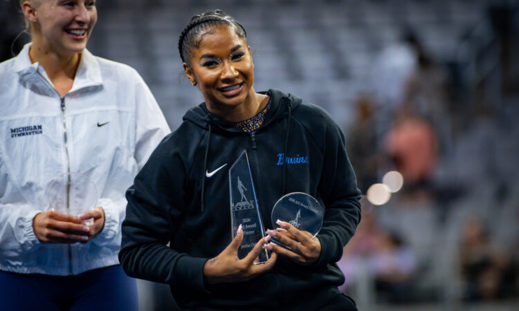 Jordan Chiles accepting the AAI award